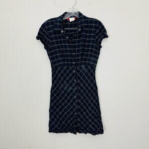 Esprit Blue And Green Plaid Short Sleeve Button Up Dress Women’s Size 6